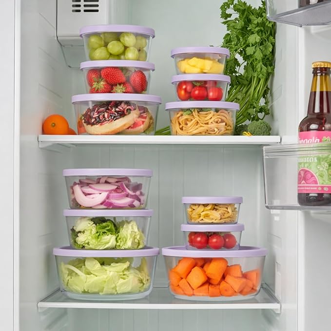 DURA LIVING 12-Piece Glass Food Storage Containers Set (6 Containers + 6 BPA-Free Lids) | 4-Cup, Leakproof | Microwave, Freezer, Oven & Dishwasher Safe | Ideal for Meal Prep & Pantry Organization