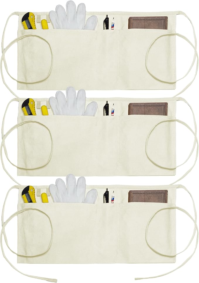 Canvas Work Waist Apron with 3 Pockets