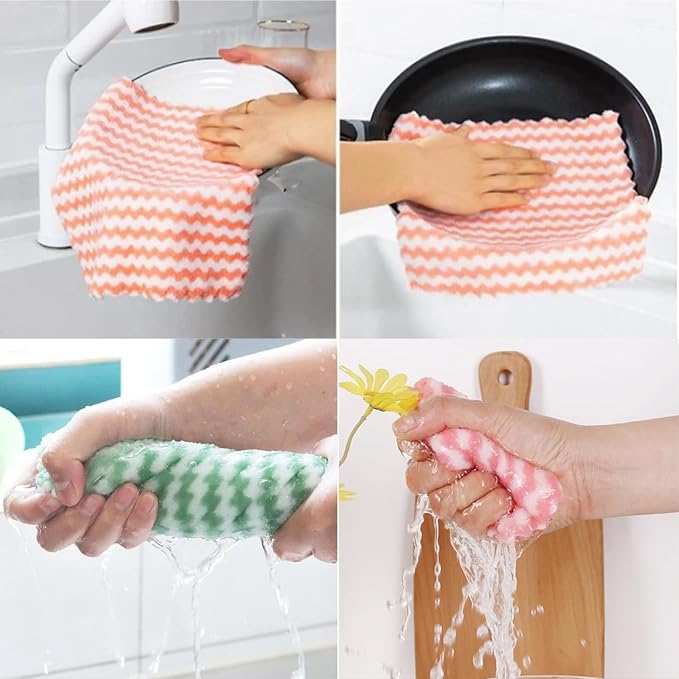 21 Pack Super Absorbent Dish Cloths Coral Velvet Microfiber Kitchen Towels Lint-Free Nonstick Oil Reusable Washable Fast Drying Rags 10"x10" Multipurpose Cleaning Dishcloths for Dishes Countertops
