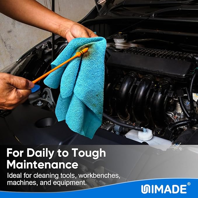 UNIMADE Microfiber Cleaning Cloth, 10 Pack Reusable Microfiber Towels for Cars Lint Free Cleaning Shop Towel Rags for Home Kitchen Automotive Bar Mechanic Restaurant Garage, 11.5"x 11.5", Multicolor