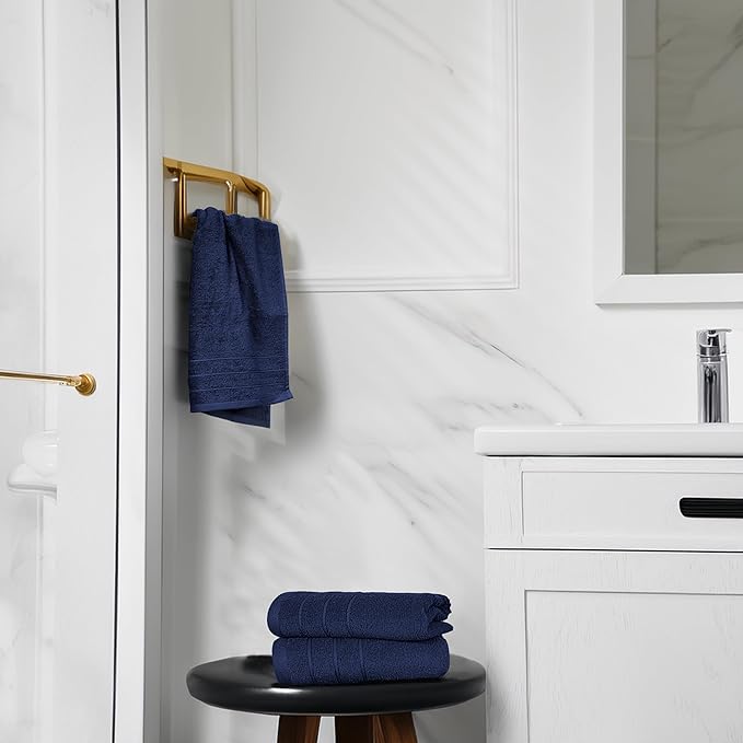 Tens Towels Pack of 6 Hand Towels, 100% Cotton, Lighter Weight, Quick to Dry, 16 x 28 Inches, Super Soft & Absorbent, Perfect for Bathroom & Kitchen, Navy