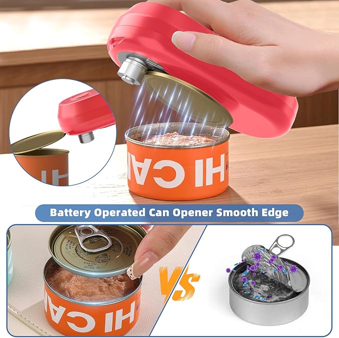 Auto Electric Can Opener, Rechargeable Can Openers for Seniors & Arthritis, One-Touch Automatic Can Opener, Hands-Free, Smooth Edge, Compact, Cordless, Food-Safe Kitchen Gadgets