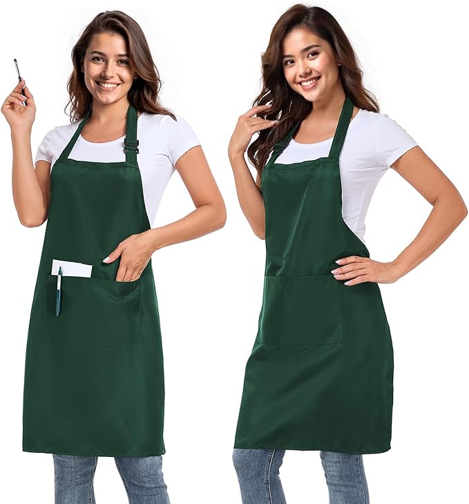 2 Pack adjustable apron with 2 pockets for men and women, waterproof and oil Resistant