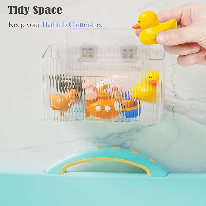 Lae Nuvole TwoPacks Cabinet Door Organizer Wall Mounted Shower Basket, Shower Caddy Stackable Plastic Adhesive Organizer for Bathroom, Kitchen, Cabinet, Pantry, Makeup, BPA Free, Clear