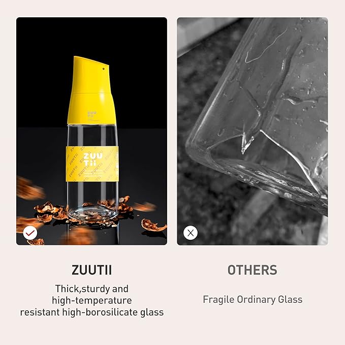 Zuutii Olive Oil Dispenser - Drip Free Spout Bottle for Kitchen Glass Oil and Vinegar Dispenser - Lemon Yellow