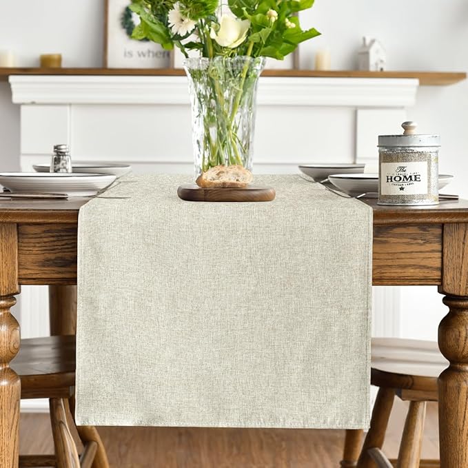 Artoid Mode Beige Table Runner, Seasonal Summer Fall Washable Kitchen Dining Table Decoration for Home Party Decor 13x60 Inch