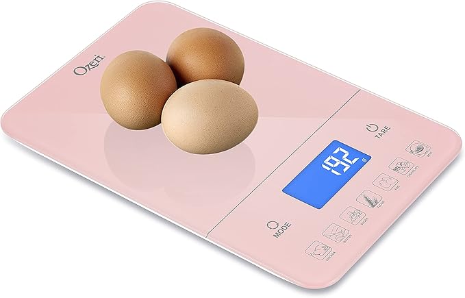 Ozeri Touch III Digital Kitchen Scale with Calorie Counter, 22 lbs (10 kg), Crystal Rose