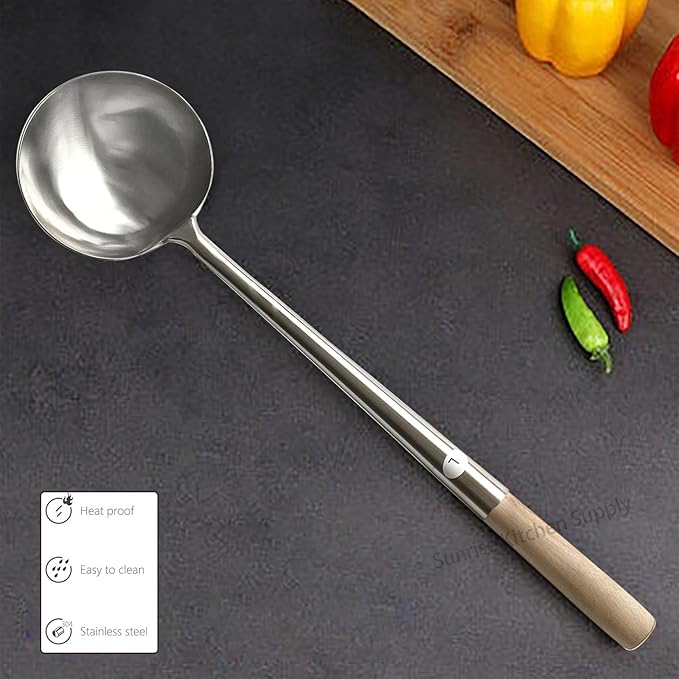 Sunrise Kitchen Supply Commercial Grade Wok Ladle 18.25" (#L)