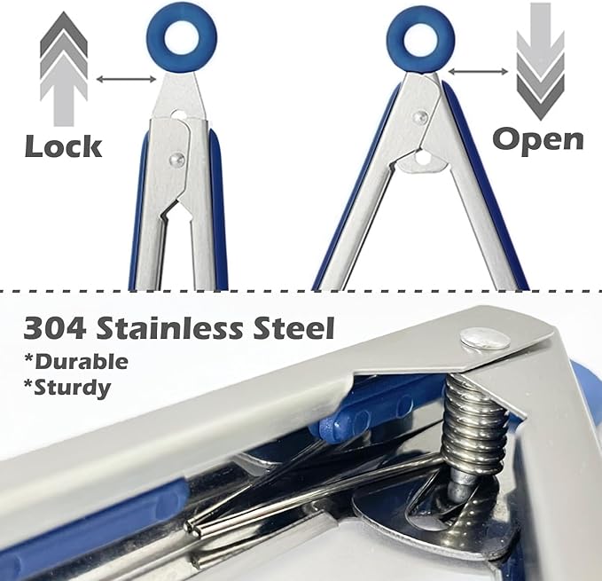 Kitchen Tongs, 9 Inch Tongs for Cooking with Silicone Tips, Food Grade Small Silicone Tongs, Mini Serving Tongs for Nonstick Pans, BBQ, Salad, Set of 3, Blue