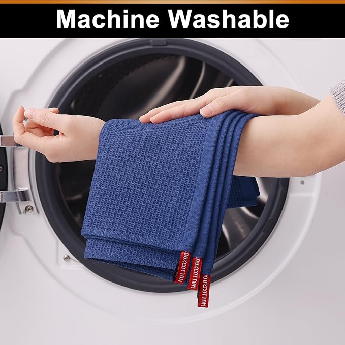 Homaxy 100% Cotton Waffle Weave Dish Cloths - 24 Pack Soft and Absorbent Dish Towels - 12 x 12 Inches Quick Dry Dish Rags - Navy Blue