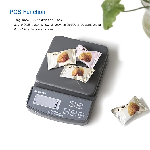 Postal Scales 6.6lbs 3kg/0.1g High Precision Food Scale for Kitchen with Hold,Tare and PCS,Portable Shipping Scale for Packages, Small Kitchen Business,Jewelry,Batteries Included （Grey6.6lbs/0.1g）