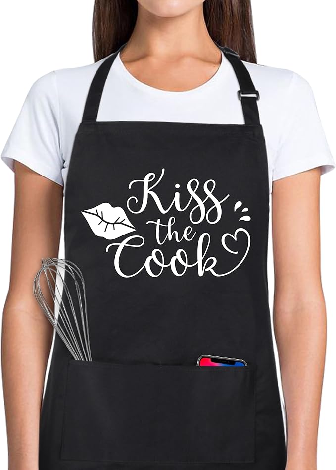 Xornis 100% Cotton Funny Apron for Men Women Adjustable Bib Aprons with 2 Pockets Grill Kitchen Cooking BBQ One Size Fits All
