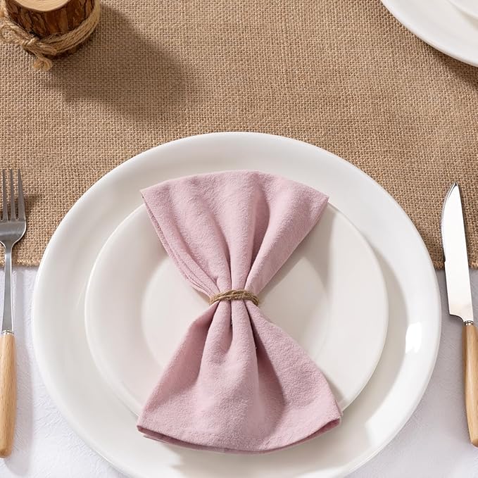 MLMW Dusty Pink Napkins Cloth Set of 8 Spring Easter Cotton Cloth Napkins Bulk Washable Dinner Napkins 16"×16" for Wedding Party Baby Bridal Shower Birthday Table Decor