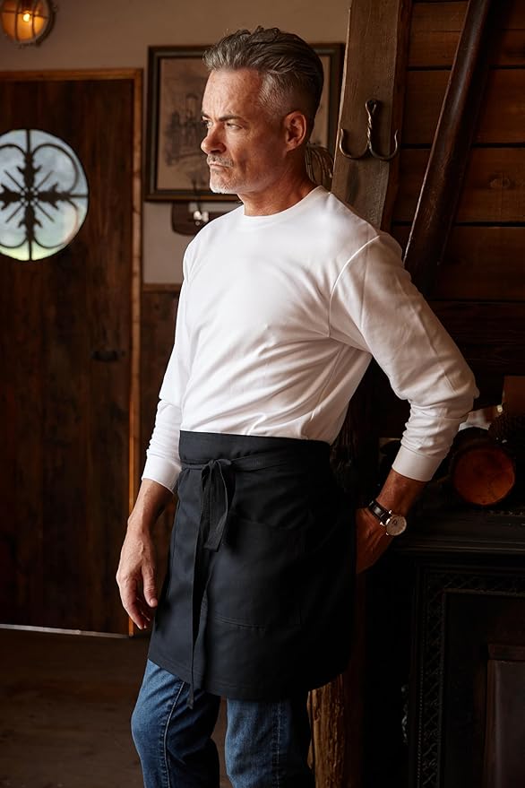 Unisex Waist Apron Half Bistro Apron Server Aprons with Pockets Waterproof 4251BY