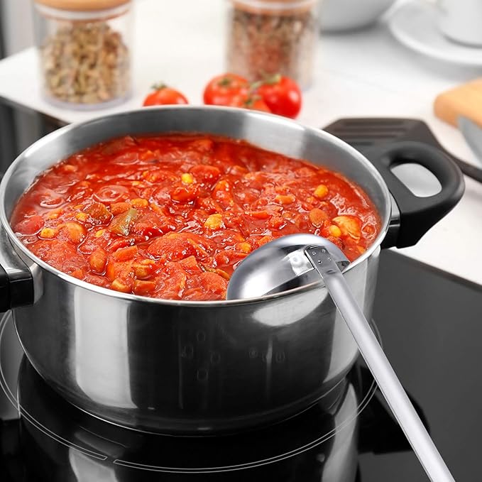 meekoo 3 Pieces Stainless Steel Ladle Soup Handle Ladle with Pouring Rim for Kitchen Cooking Soup Sauce (4 oz)