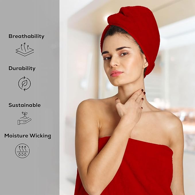GOLD TEXTILES Premium Bath Towels Set (Pack of 4,27 x 54) 100% Ring-Spun Cotton Bathroom Towels for Hotel, Spa, Soft and Absorbent (27 x 54, Red - 4 Pcs)