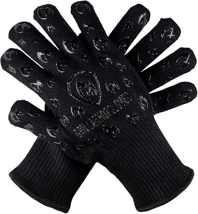 Grill Armor Oven Gloves with Fingers – Extra Long Cuff, 932°F Heat, Fire & Cut Resistant Mitts for BBQ, Grill, Cooking, Grilling, Baking & Smoker