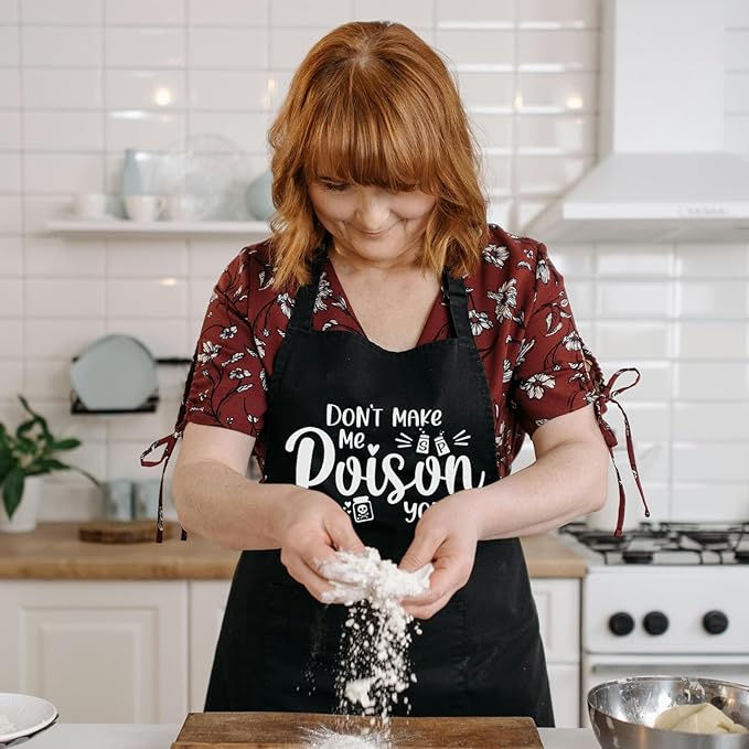 Funny Cooking Aprons for Women with Pockets, Kitchen Chef Aprons for Bakers, Birthday Gifts for Mom Wife Friends