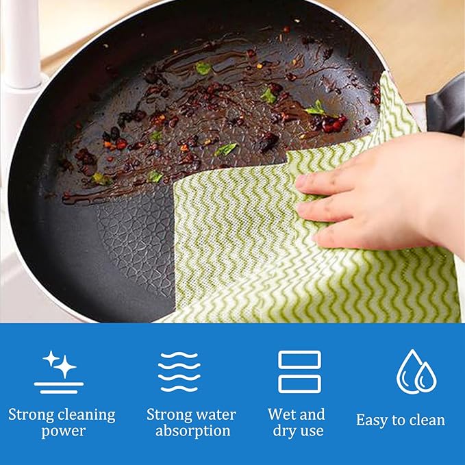 Disposable Dish Cloths Disposable Cleaning Towels, Reusable Wipes Absorbent Quick-Dry Kitchen Wipes, 50 Sheets