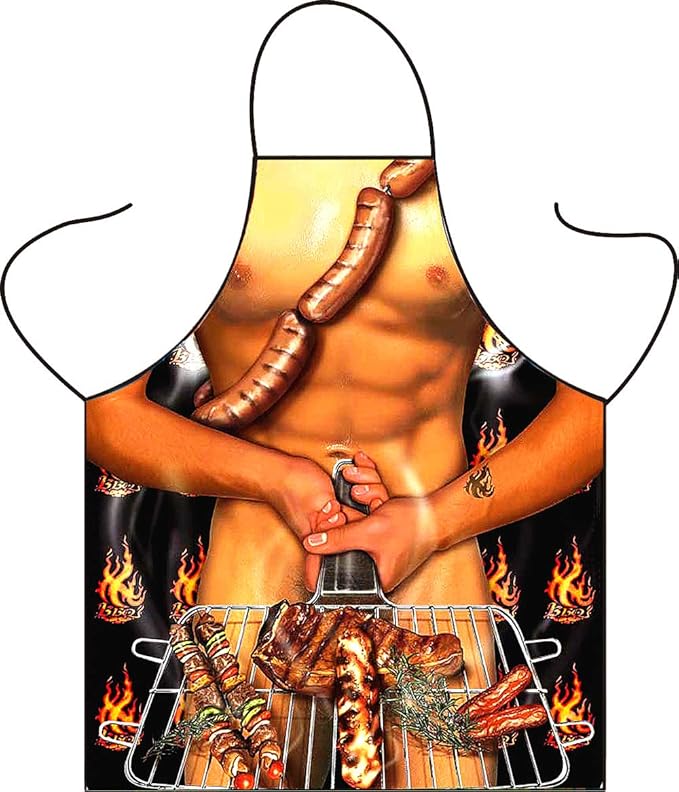 Men Women Funny Cute Cooking Baking BBQ Apron Gift for Adult Party Costume (Grill)