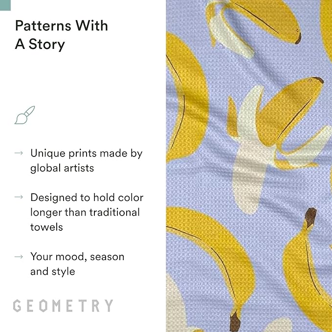 GEOMETRY Spring Kitchen Towels - Quick Dry Microfiber Cloth Spring & Summer Dish Towels for Kitchen Drying - Premium Quick Dry Towel - Cute Bananas, 18" x 30" - 1-Pack