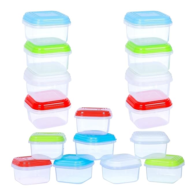 ARSUK Baby Food Containers (4oz/120ml, 16 Pack) - Small Plastic Containers with Lids - Toddler Snack Containers - Reusable Freezer Safe Food Storage Jars - BPA-Free, Leakproof & Microwave Safe