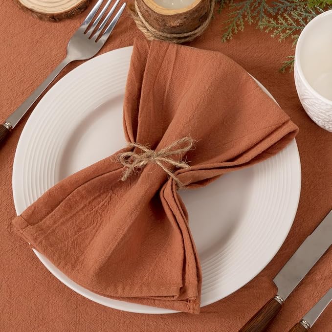 Socomi Cloth Napkins Terracotta Easter Spring Washable Reusable Bulk Linen Cotton Napkins Set of 4 17"x17" for Wedding Party Bridal Baby Shower Birthday Dining Table Decorations
