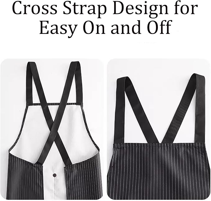 2 Pack Kitchen Apron with Hand Wipe,Water-drop Resistant with 2 Pockets Cooking Bib Aprons for Women Men Chef