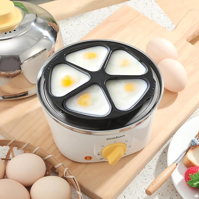 Oroton 9-Egg 304 Stainless Steel Egg Cooker – Steam & Boil Eggs with Timer, Automatic Shut-Off & 3 Cooking Modes (Blue)(Hard/Medium/Soft)