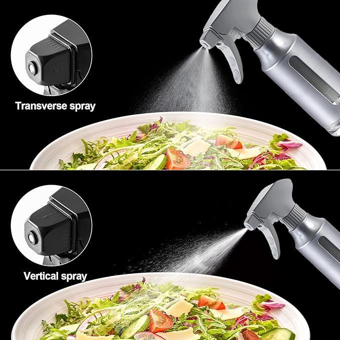 Oil Sprayer for Cooking,ABS Plastic Olive Oil Mister for Air Fryer Frosted Gray Nozzel Oil Dispenser Bottles Fat Reduction Glass Oil Control Spray Pot 6.35oz/180ml Capacity