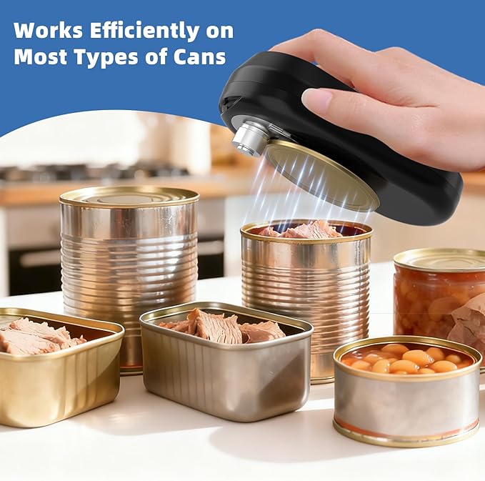 Electric Can Opener, Rechargeable Can Openers for Seniors & Arthritis, One-Touch Automatic Can Opener, Hands-Free, Smooth Edge, Compact, Kitchen Gadgets