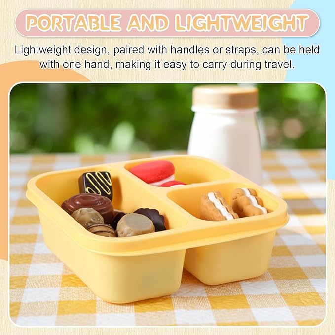 Honeydak 5 Pack Snack Containers 3 Compartment Bento Snack Boxes Divided Meal Prep Containers with Lids Reusable Adults Lunch Food Storage Box for School Work Travel(Vibrant Color)