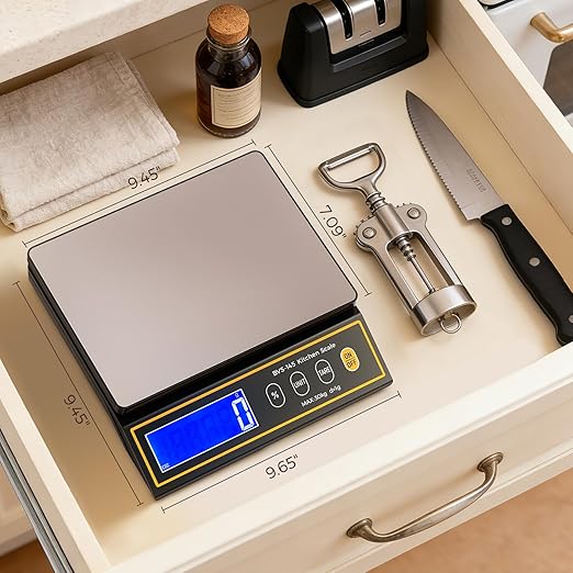 Bonvoisin Baking Scale with Percentage Weighing Function 66lb/ 30kg Large Digital Kitchen Scale for Candle, Soap and Sourdough Bread Making Rechargeable Food Cooking Scale