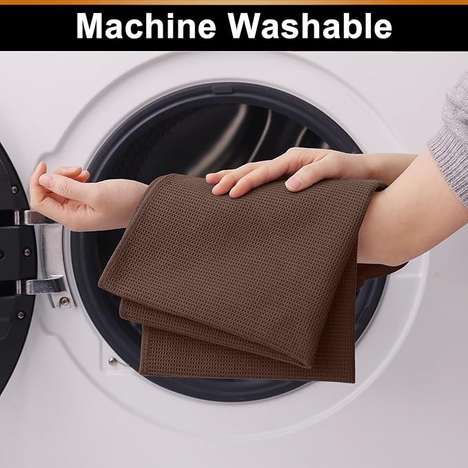 Homaxy 100% Cotton Waffle Weave Kitchen Towels - 4 Pack Soft and Absorbent Dish Towels - 16 x 26 Inches Quick Dry Hand Towels - Coffee