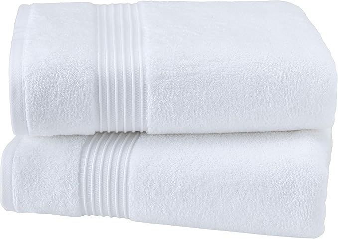Milara Turkish Super-Plush Bath Towels Set 2-Piece | Premium Cotton Bath Towel Set Absorbent, Durable with Hanging Loops | White Color Turkish Bath Towels, (27 x 54 Inches)
