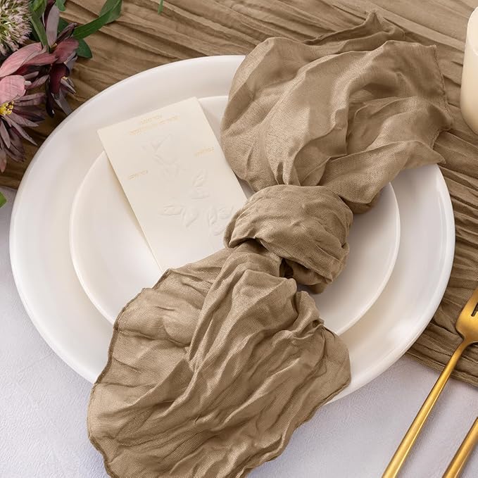 20 Pack Nude Cheesecloth Napkins Cloth Washable Spring Summer Cloth Napkins Set of 20 Bulk 21x21 Inches for Wedding Baby Bridal Shower Birthday Dinner Party Table Decor