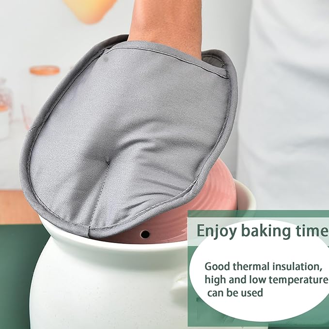 Silicone Pot Holder Set of 2 with Pocket, Heat Resistant Oven Mitts and Non-Slip Ribbed Kitchen Hot Pads for Cooking and Baking - Extra Large Size 9.8 x 7.5 inches, Quilted Lining (Black)