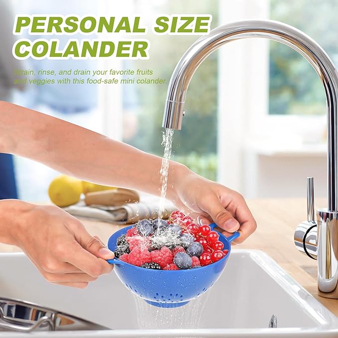4 Pack Small Colander for Kitchen Mini Plastic Strainer Dish Safe for Veggies Berry Fruits Food 7.87 x 7.87 x2.83 Inch Dishwasher Safe