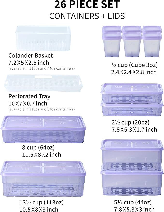 Freezer Containers for Food Storage 26pcs - Soup with Lids Safe - Twist Release - Flexible Frozen Design - BPA Free