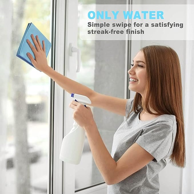 Longmann Window Cleaning Cloth, Glass Cloth, Cleaning Cloth, Streaks Schatches Free (Blue 2 Pack)