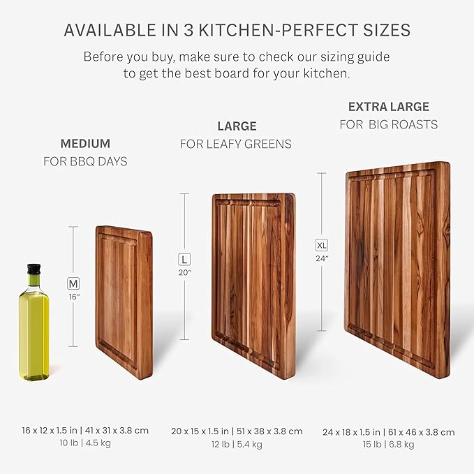 Teakhaus Cutting Board - Small (S) Wood Cutting Board with Juice Groove - Holiday Gift Ideas for Men and Women - Gift-Ready, Reversible, Edge Grain Wood, Knife Friendly - FSC Certified