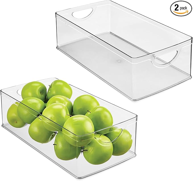 iDesign Stackable Clear Plastic Extra Long Storage Bin, Organizer for Kitchen Cabinet or Pantry, 2-Pack
