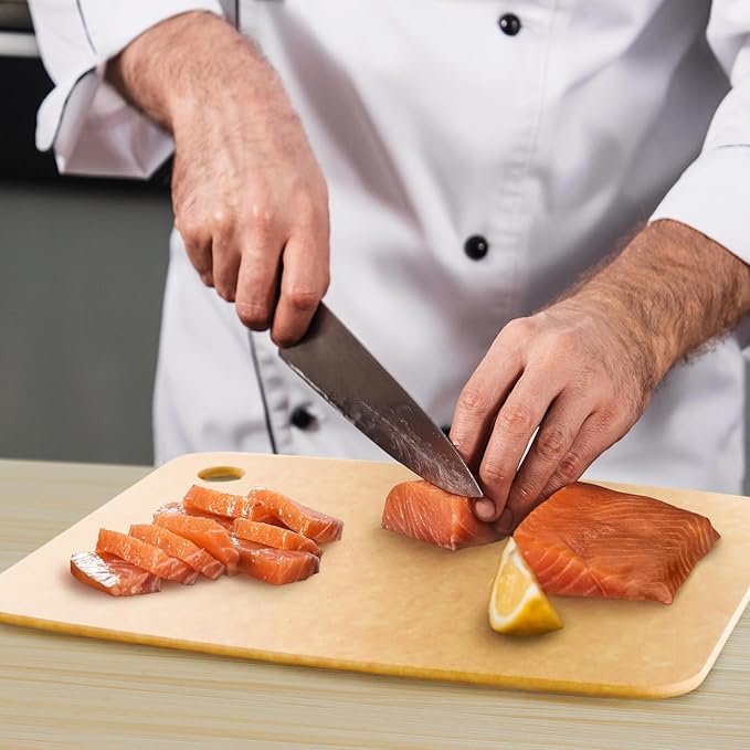 Dishwasher Safe Cutting Boards for Kitchen - Extra Large Composite Wood Cutting Boards - Thin, BPA Free & Eco-Friendly Chopping Board (18 x 12 Inch, Natural)