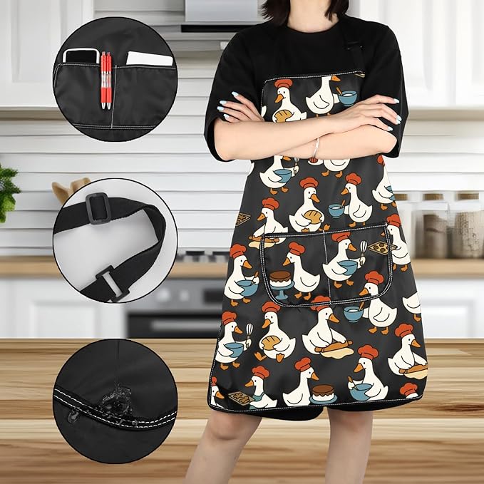 VAMSII Cooking Apron with Pockets Girls Chef Apron BBQ Baking Kitchen Apron for Girl Just a Girl Who Loves Cooking and Baking