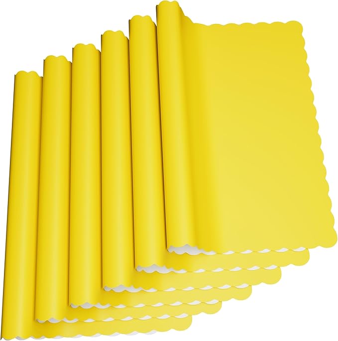 Paper Placemats - Disposable - Scalloped Edge (100, Yellow)