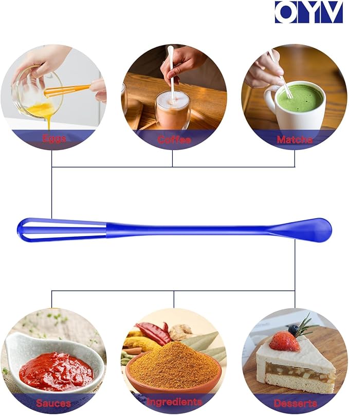 OYV American Colors Mini Whisk Set, 8.5 in Mini Whisks for Cooking, 3 Pieces Small Wisk For Whisking, Beating, Blending Ingredients, Mixing Sauces, BPA Free Tiny Whisk