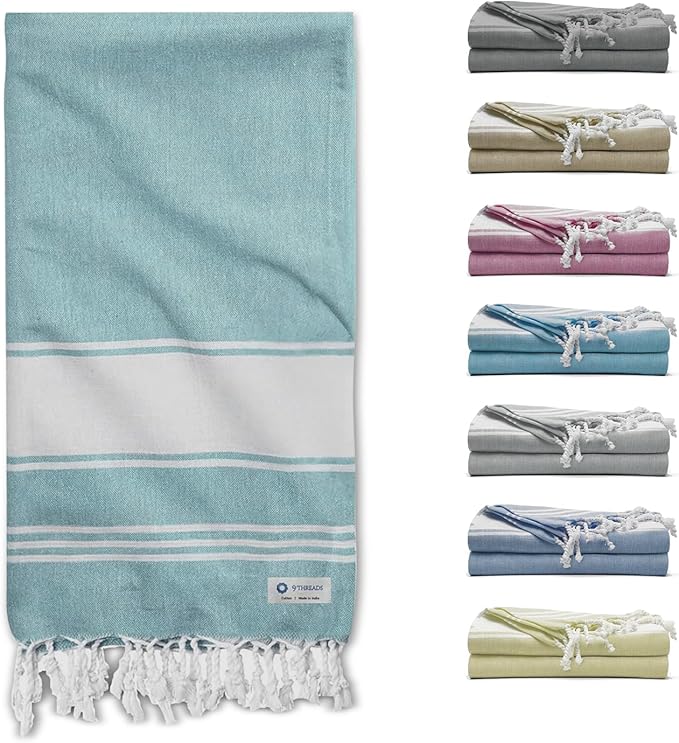 Cotton Turkish Beach Towel with Towels Oversized 36"x72" Pool Absorbent Extra Large Quick Dry Sand Travel Towel (Light Green, 2 Pack)