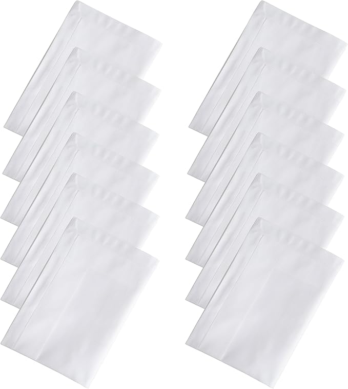 Fingercraft White Cloth Napkins Cotton High GSM Hotel Quality 20 in Oversized Set of 12 Stripe Easter Color