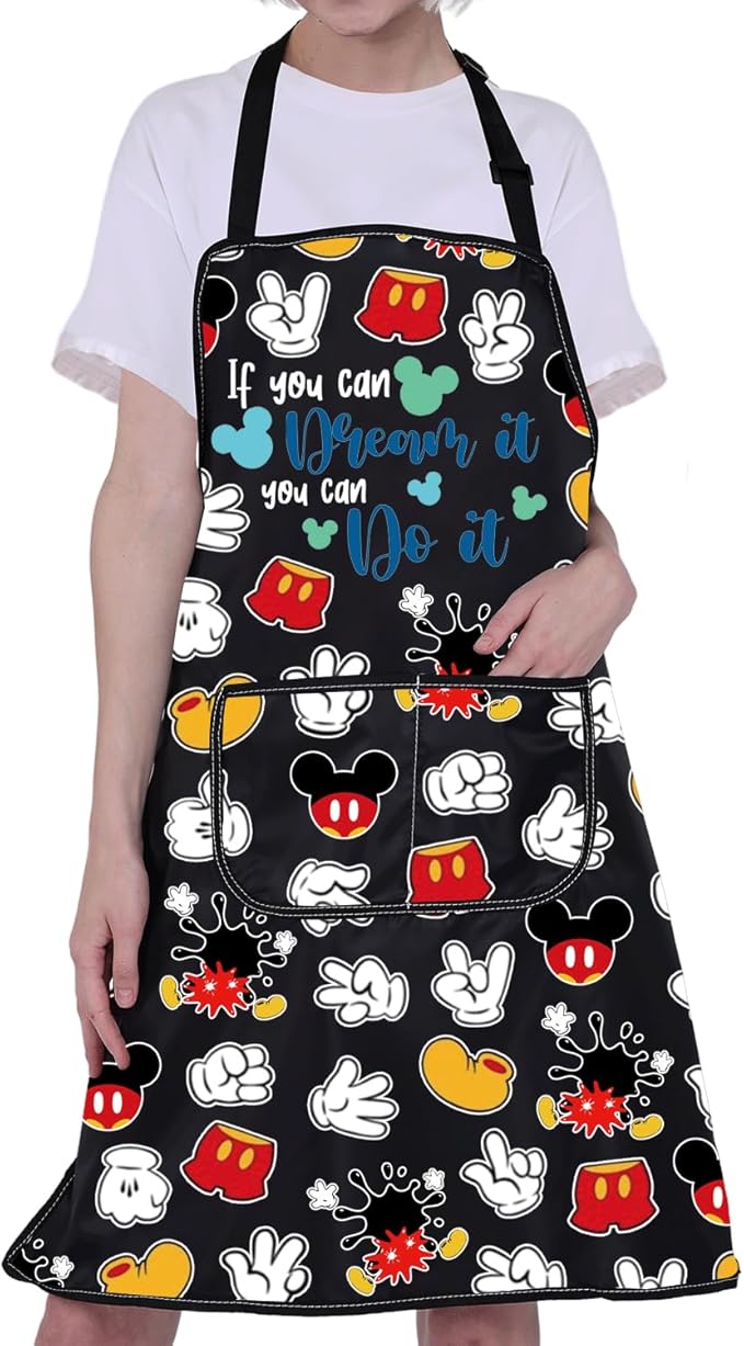 CMNIM Cartoon Mouse Aprons Mouse Cooking Aprons with Pockets Colorful Mouse Kitchen Baking Home Chef Aprons Mouse Lover Gifts
