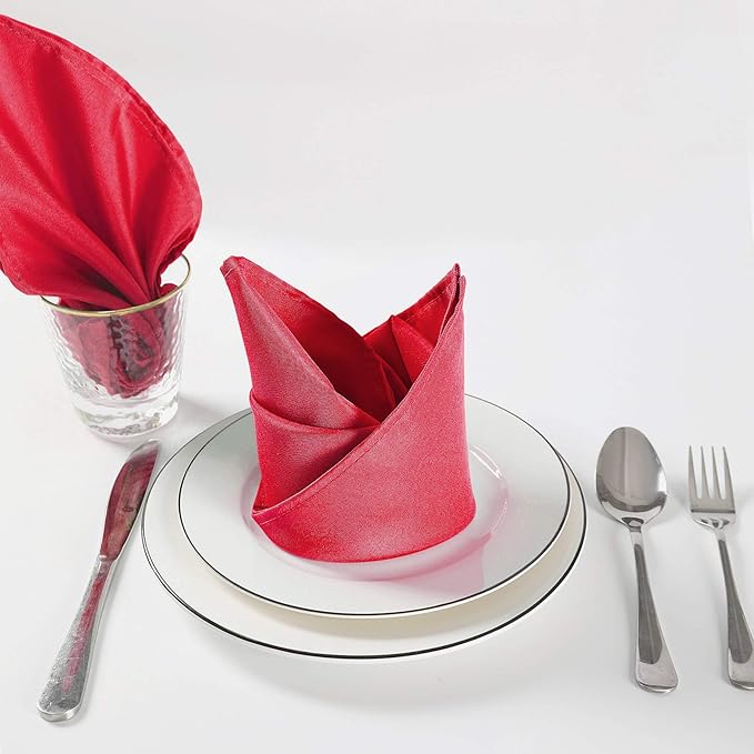 Cloth Napkins 17x17 inch Washable Polyester Dinner Napkins Soft Table Napkins for Wedding Party Dining Banquet(Red,100PCS)